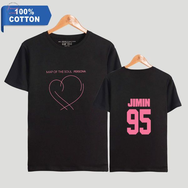

100% cotton tshirt korean kpop jimin suga jin map of the soul persona print t shirts men women short sleeve, White