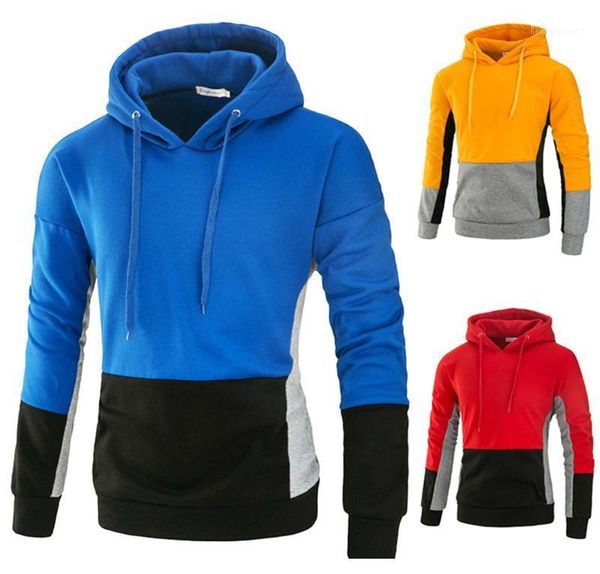 

свободные повседневные толстовки пуловер панелями активные мальчики одежда весна мужская лоскутное толстовки твердые капюшоном, Black