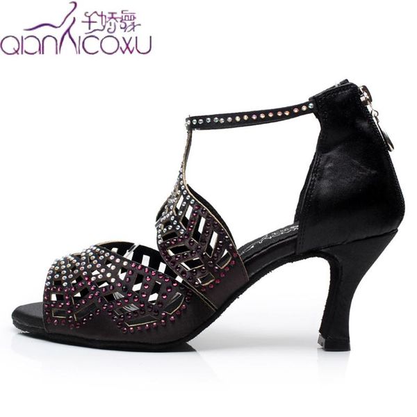 

party salsa jazz ballroom latin dance shoes for dancing women plus size ladies tap latina high heel summer sandals black 7014