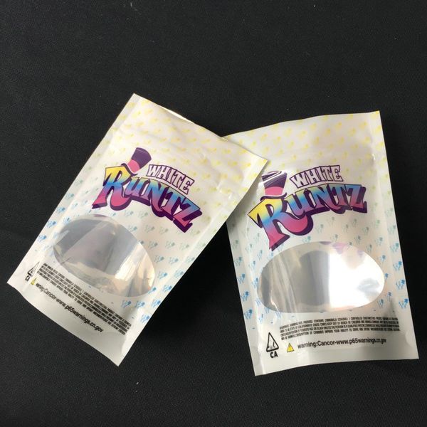 

white runtz 3.5g bags (white style) runtz mylar childproof bags stand up pouch smell proof bags to contain dry herb flowers