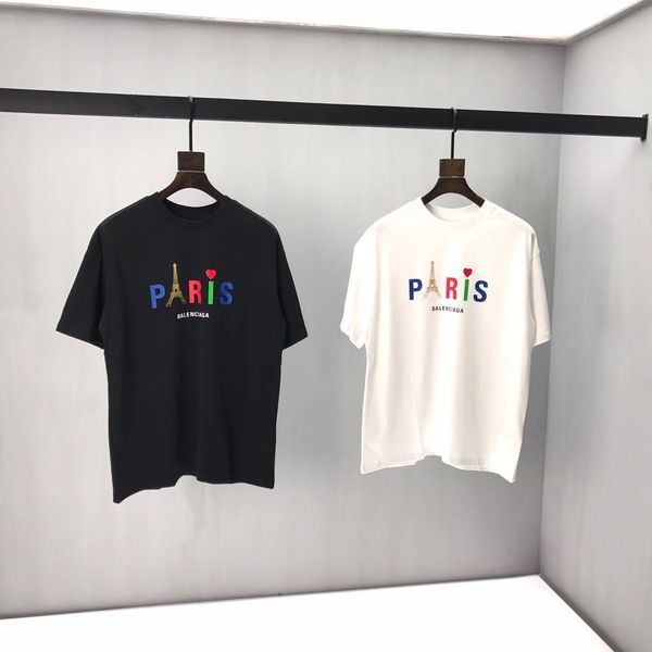 

2020ss весна и лето новый высококачественный хлопок печать с коротким рукавом круглый вырез панели футболка размер: m--xl-xxl-xxxl цвет: че, Black