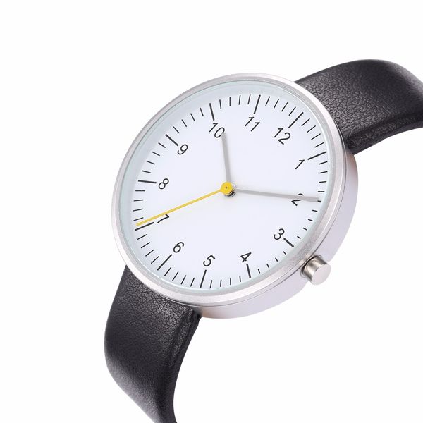

quartz watches yellow second hands, Slivery;brown