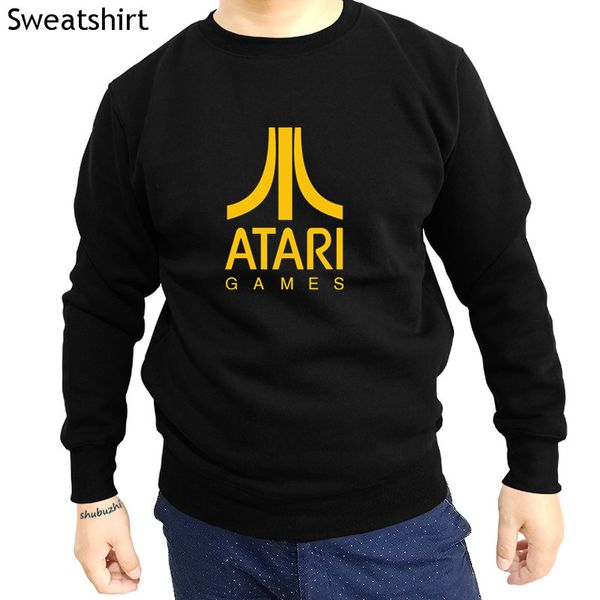 

autumn and winter atari men sweatshirt fashion long sleeve o neck hoodies cool printed men cotton camisetas hombre sbz4470, Black