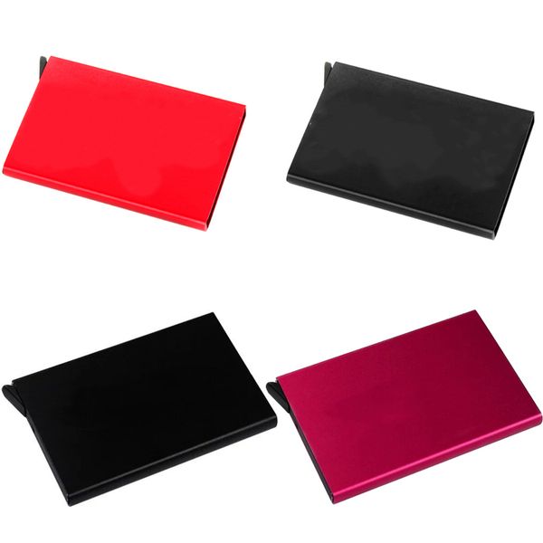 

automatic silde aluminum designer id credit card holder metal magic pop up card case cover men business card holder porte carte pocket, Black
