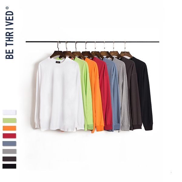 

wear men's be |2019 autumn oversize high street easy fluorescence pure color four needle six line bottoming long sleeves shirt t shirts, Black