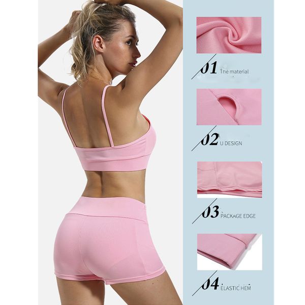 

ariel sarah yoga shorts set women two piece pink shorts with hollowing out sport set for female gym clothing workout, White;red