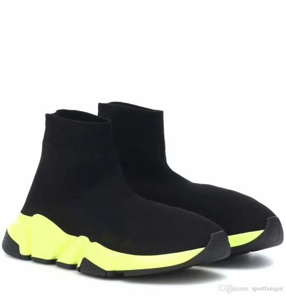 

paris sock shoes casual shoes flat fashion socks boots woman new slip-on elastic cloth speed trainer runner man shoes, Black