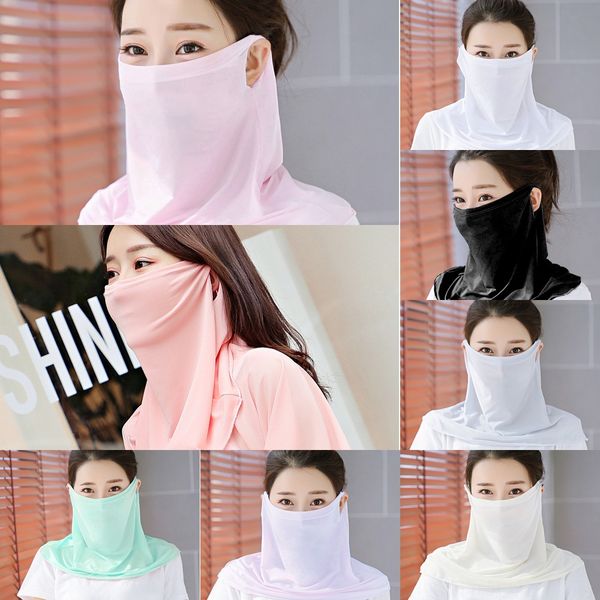 

g7mex new women scarf face mask silk chiffon handkerchief veil windproof half face dust outdoor scarf party masks, Black
