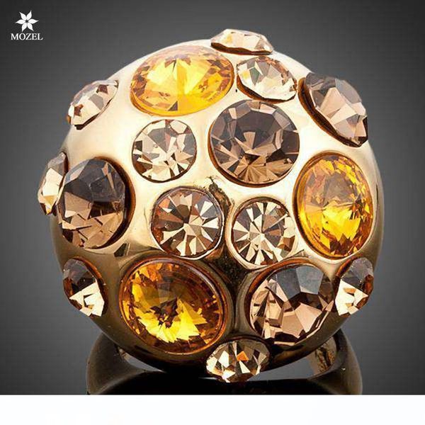 

оптовые ювелирные изделия мозель моды позолоченные swarovski crystal позолоченные stellux многоцветный австрийский кристалл полукруг кольцо, Silver