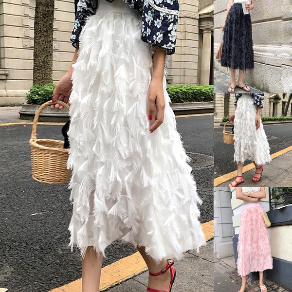

2019 new wild skirt for ladies womens elastic waistband gypsy long jersey bodycon maxi skirt ladies jupe femme 42, Black