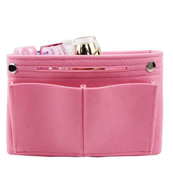 

fashion retro portable felt cosmetic bag purse organizer insert multi-purpose handbag organizer insert cosmetic bag for travel