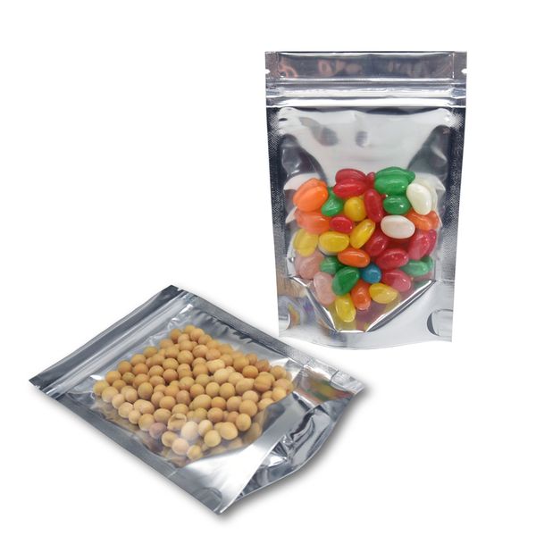 

мульти размер heat seal алюминиевая фольга / прозрачный пластиковый пакет продуктов питания упаковка мешки встаньте сушеные 50шт цветы закус