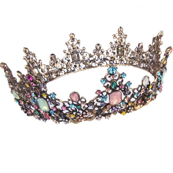 

wedding crown gold tiaras black baroque round crowns circle vintage bride bridal hair accessories head jewelry princess queen, Golden;white