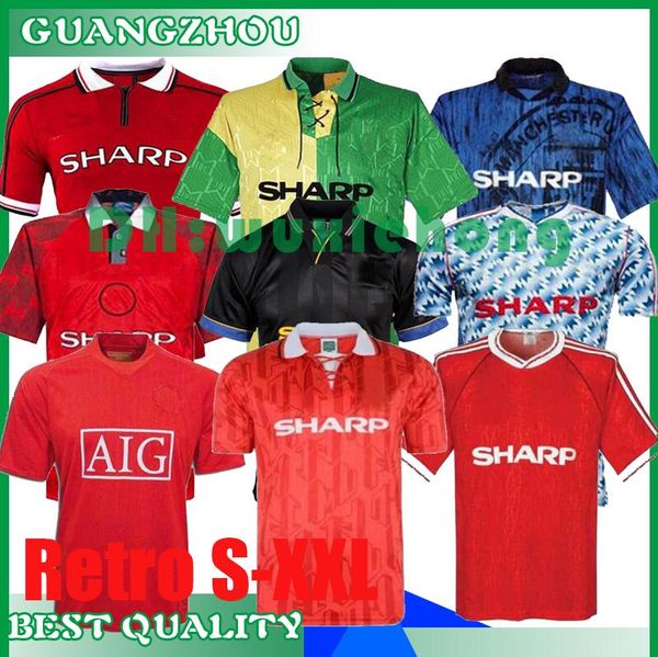 

retro 2002 04 06 united soccer jersey finals football giggs scholes beckham ronaldo 94 96 98 99 07 08 cantona keane solskjaer jerseys s, Black