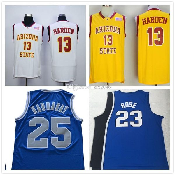 

NCAA #13 James Harden Arizona State Sun Devils #25 Penny Hardaway Memphis State Tigers #23 Derrick Rose College Basketball jerseys Stitched