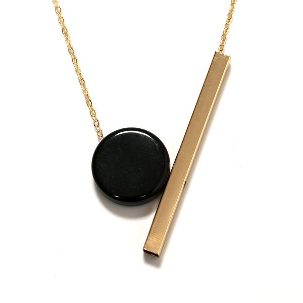 

fashion women new jewelry wholesale geometric round combination pendant long wood necklace, Silver