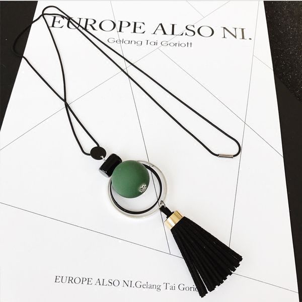 

fashion bohemian geometric wood handmade vintage long sweater chain necklace fashion women tassel collar jewelry accessories, Silver