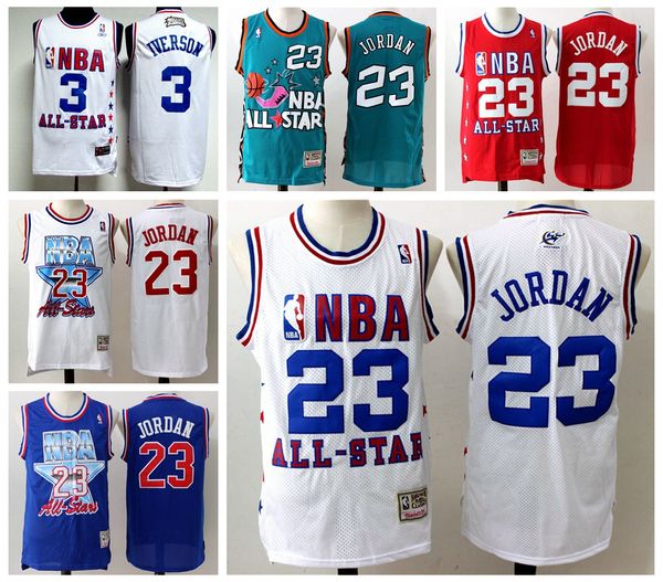 

mens 23 michael jordan retro white blue red green jersey chicago bulls all-star stitched basketball mesh vintage jerseys 2020, Black;red