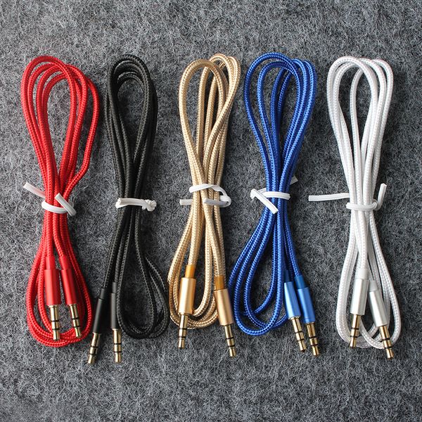

aux cable 3.5mm to 3.5 mm nylon wire gold-plated plug male to male audio cable for car mobile phone mp3 / mp4 headphone speaker