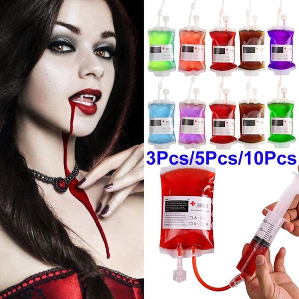 

3/5/10pcs 400ml artificial blood bag drink pouch halloween vampire cosplay props