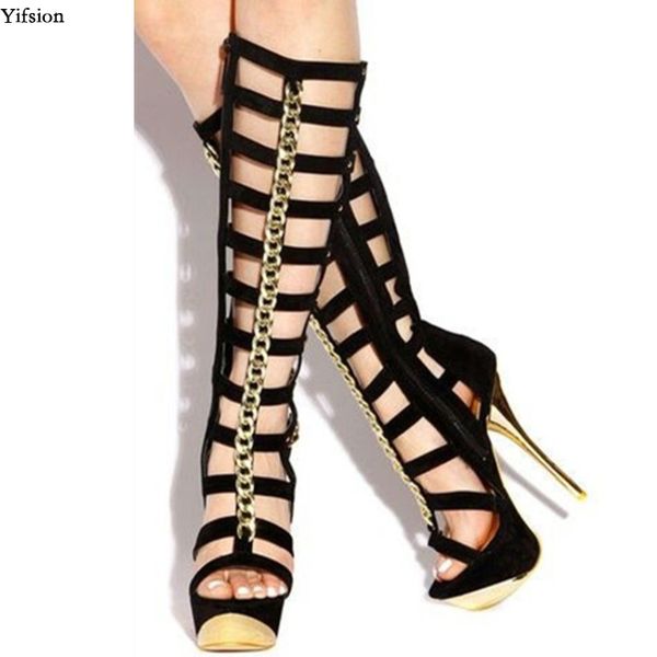 

rontic новые женские босоножки на платформе сексуальные тонкие босоножки на высоких каблуках с открытым носком великолепная черная ночная кл, Black