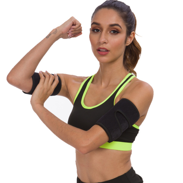 

arm support belt compression body shaper slimming men women weight loss strap bandage sweat belts brace sport arm sleeve slimmer, Black;gray