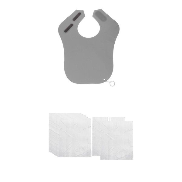

adjustable silicone barber shawl smock w/ 100pcs disposable capes gown