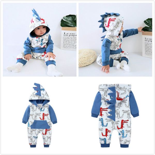 

baby boy girl 3d crocodile costume pink gray blue rompers warm spring autumn cotton jumpsuits newborn cotton lovely tracksuits
