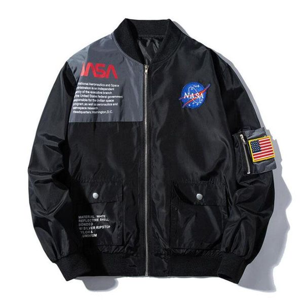 

brand new nasa flight pilot mens конструктора куртки повседневный ma1 bomber jacket осени письмо отпечатанных ветровка мужские верхняя одежд, Black;brown