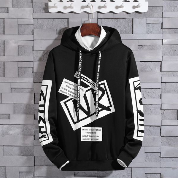 

hoodies men japanese fashion style cotton long sleeve hooded funny letter print streetwear hip hop casual sweatshirts plus size, Black