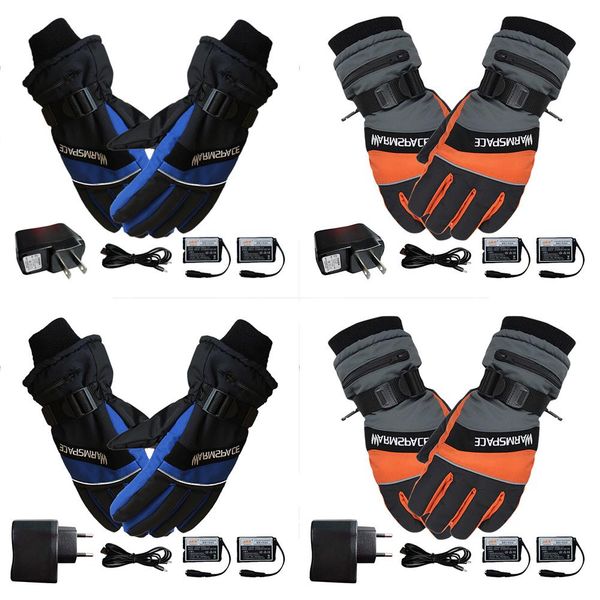 

1 pair winter usb hand warmer electric thermal gloves waterproof heated gloves battery powered for motorcycle ski drop shipping, Black