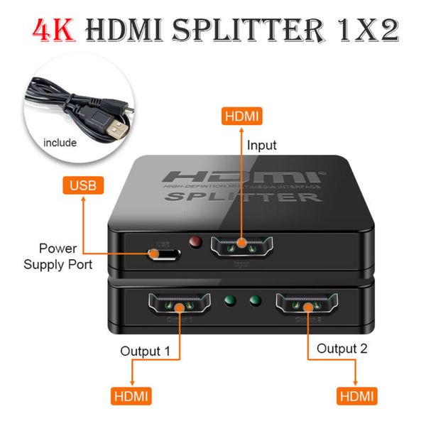 

HDMI 1 в 2 из 1080 4K 1х2 Stripper Splitter Split Screen One For Two