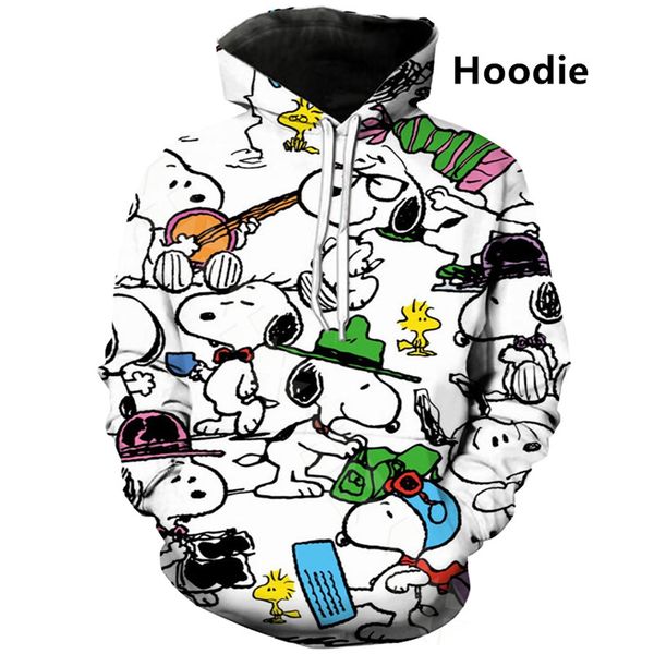 

new brand cartoon snoopy 3d print hoodie harajuku streetwear style, Black