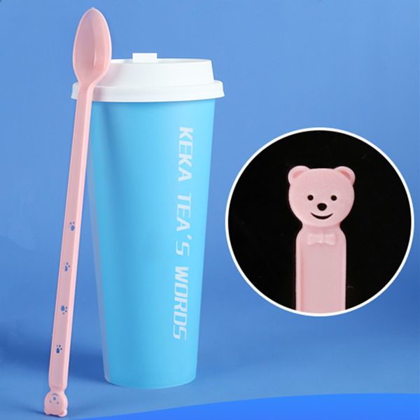 

100шт творческий desechable ложка чистая красная партия день рождения пользу молочный напиток милая длинная ручка одноразовые милые пластико