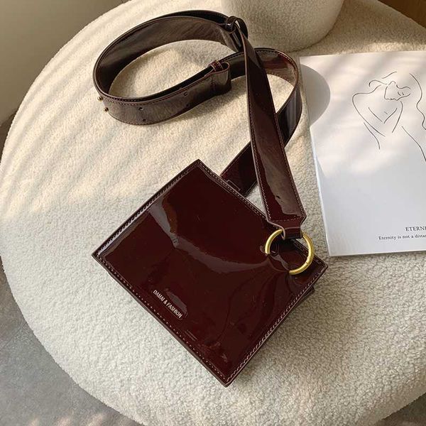 

mini patent leather small bag texture messenger female bag wild summer new fashion wide shoulder strap square ladies hand bags