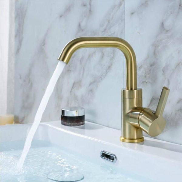 

Basin Faucet Bathroom Copper Matte Brush Gold Sink Mixer Tap Toilet Sink Hot Cold Single Handle Sink Faucet