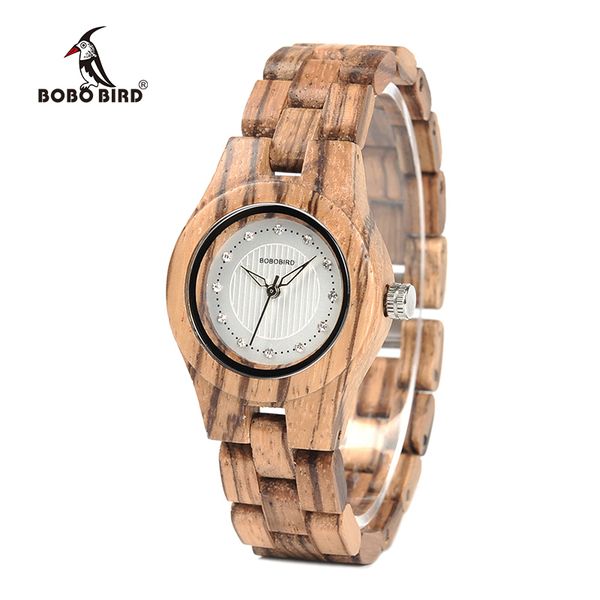 

bobo bird watch women bamboo zebra wooden gems imitate luxury brand quartz watches in wood box xfcs relogio feminino w-o29 ly191213, Slivery;brown