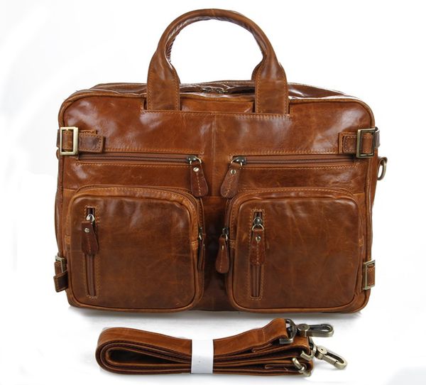 

j.m.d vintage genuine leather handbag briefcase men's multifunction lapbag classic messenger bag 7026b