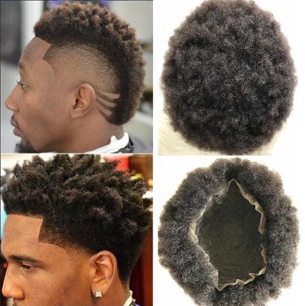 2019 Men Hair System Wig Hairpieces Afro Curl Toupee Full Swiss