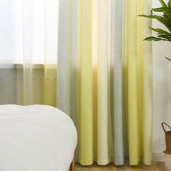 

modern window curtains semi-shading bedroom mediterranean yellow-grey stripe sheer tulle for living room curtain fabrics