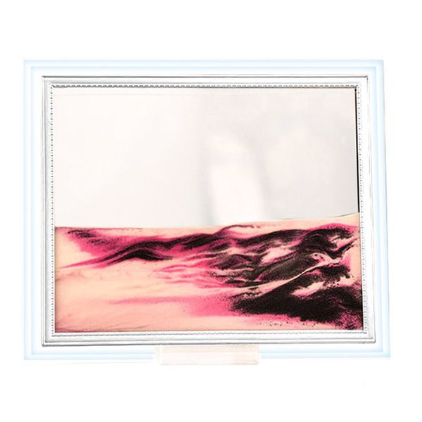 

3d dynamic flowing grit sand painting transparent glass frame drawing landscape pr sale