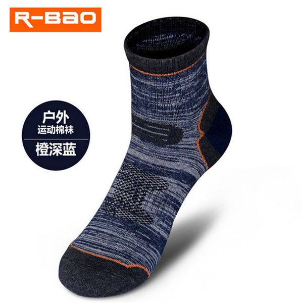 

men women sports socks (5 pairs/lot) r-bao/rb040 breathable 85% cotton outdoor climbing hiking socks, Black