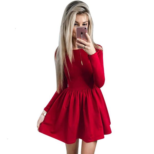 

женщина одежда женщин конструктора платье 2019 весна платье женщин сплошной красный черный o шеи элегантный twill вскользь женщины платья ve, Black;gray