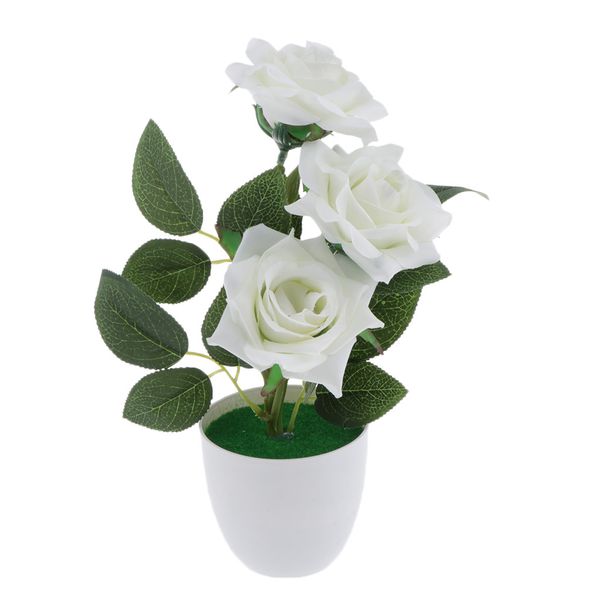 

potted artificial rose silk flower bouquet bonsai fake plant