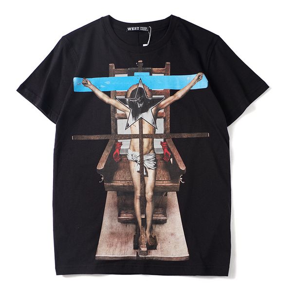 

mens designer t shirts fashion jesus print short sleeve luxury cross digital print tees for asian size s-xl, White;black