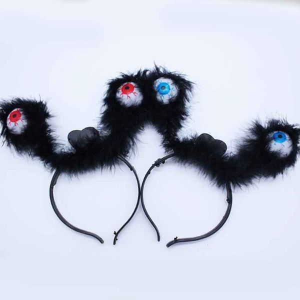 

led flashing alien headband black feather light-up eyeballs hair band glow party led christmas halloween navidad