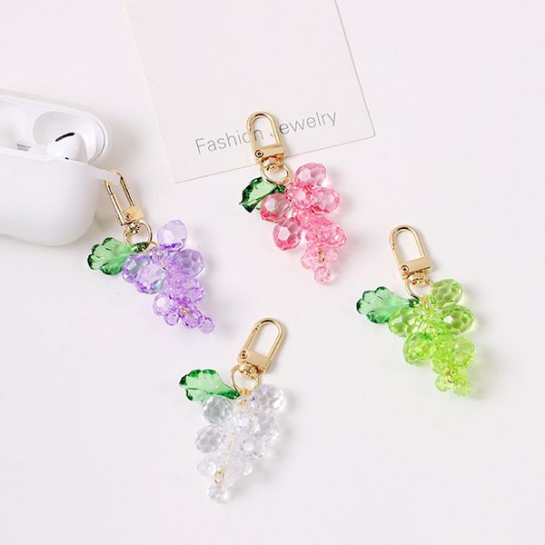 

dayoff korea cute colorful grape keychain keyring for women girl jewelry lovely headphone handbag key chain decoration gift k153, Silver
