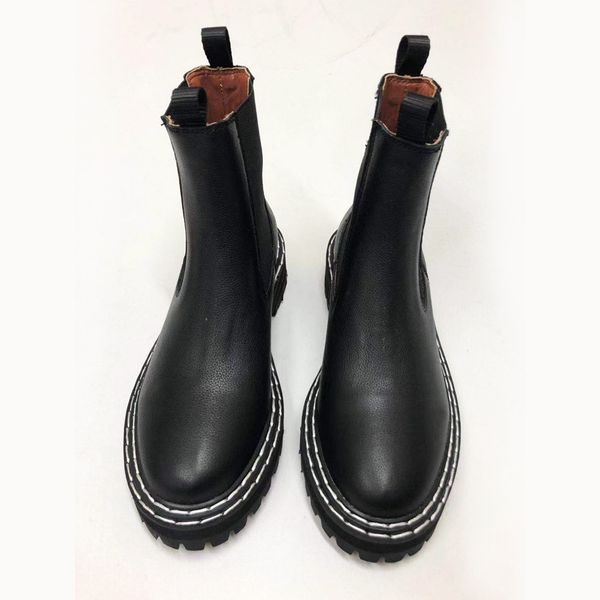 

2019 autumn and winter explosions martin boots short boots female leather thick with thick end knight motorcycle boots british wind original, Black