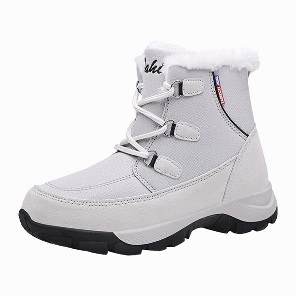 

winter boots women shoes 2019 warm fur plush sneakers women snow boots lace-up ankle winter shoes woman botas mujer, Black