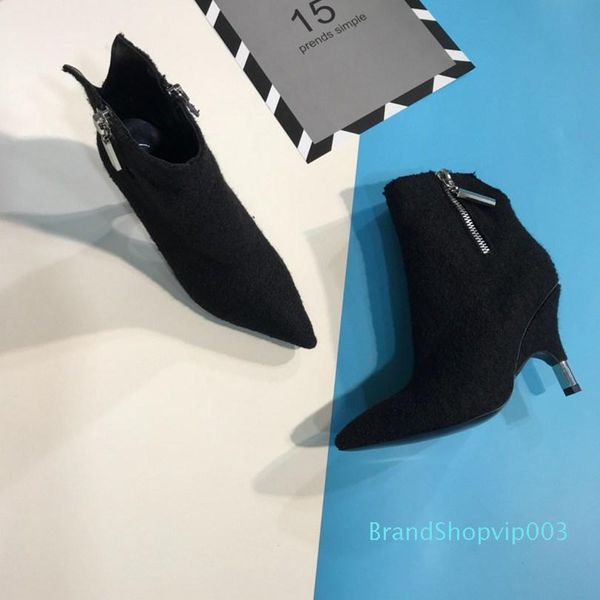 

ang 2019 women shoes leather ankle boots high heels winter boots black fashion lady classic boots